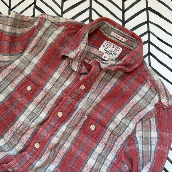 Lucky Brand Size S Classic Fit Red Textured Fabric Flannel - Picture 1 of 4